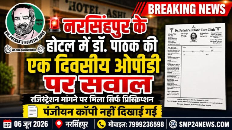 नरसिंहपुर में होटल से लग रही डॉ. पाठक की ओपीडी पर सवाल, पंजीयन की जगह मिला प्रिस्क्रिप्शन, डॉ पाठक ने रखा अपना पक्ष