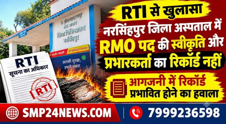 नरसिंहपुर जिला अस्पताल में RMO पद की स्वीकृति और प्रभारकर्ता के रिकॉर्ड से संबंधित RTI खुलासा